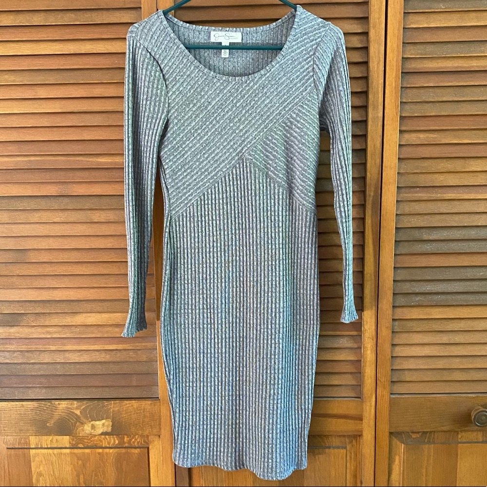 Gray longsleeve maternity dress-knee length